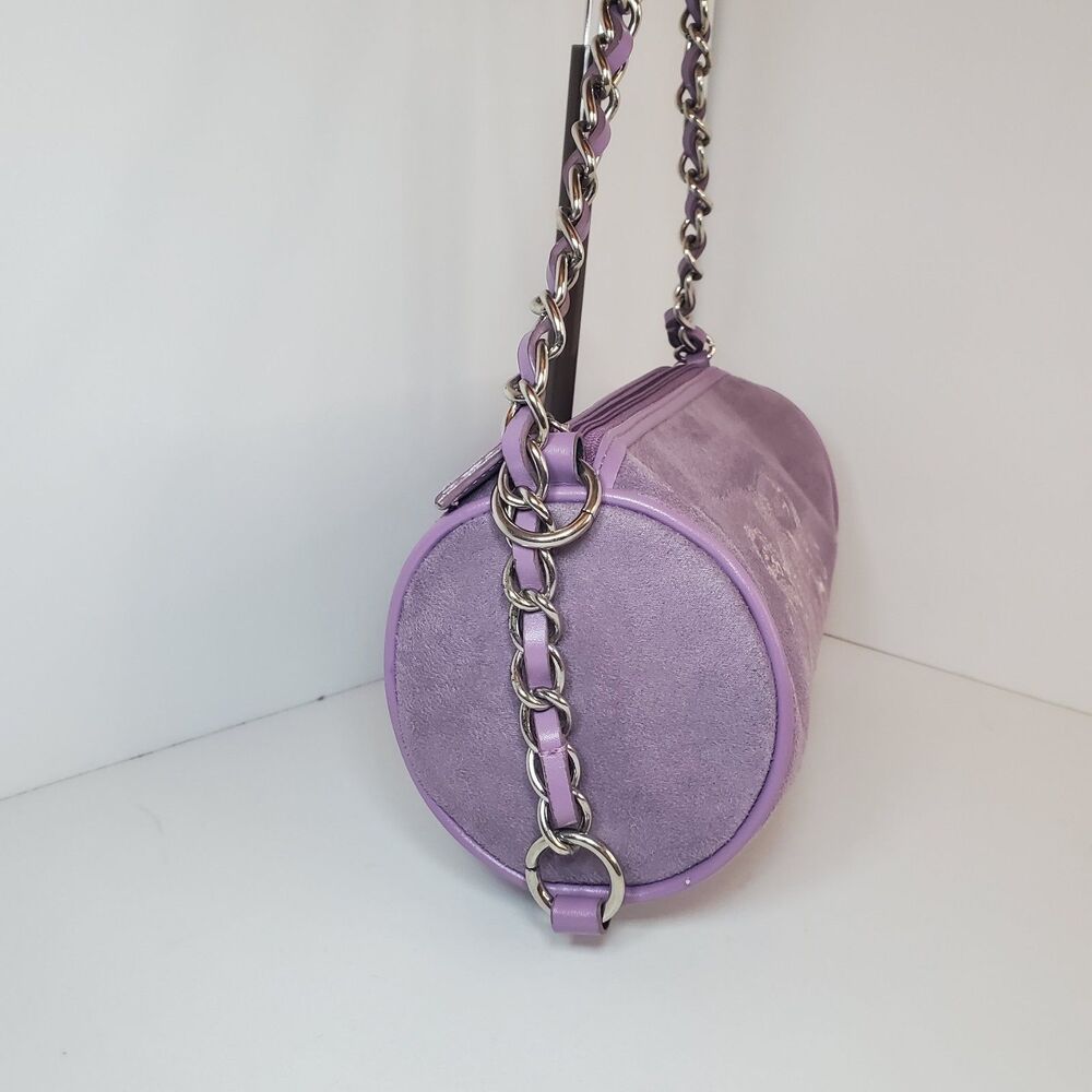 Y2K Purple Lavender Faux Suede Shoulder Bag Purse 10x6x4 90s Street Summer - Picture 3 of 8
